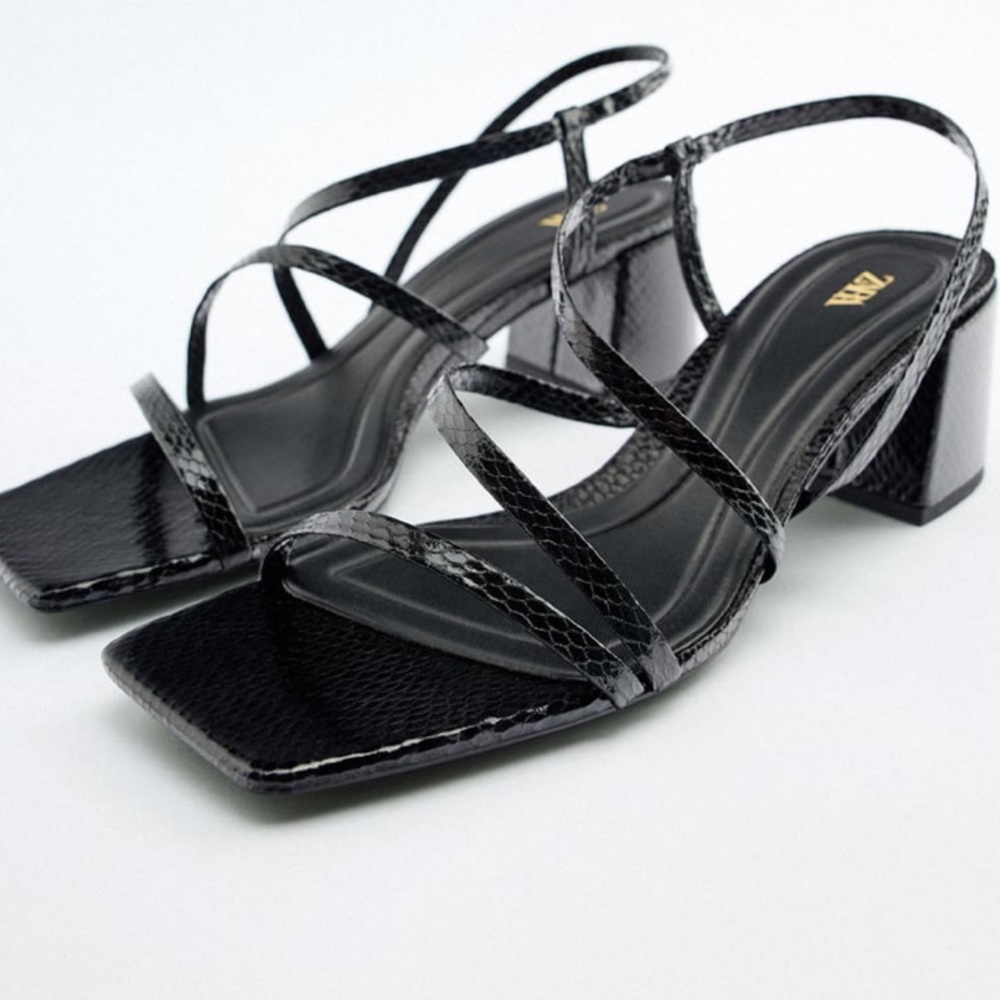 Snake print block heel sandals - never worn